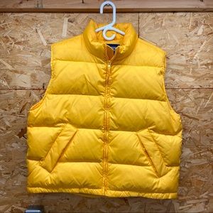 Lands’ End yellow puffer goose down vest